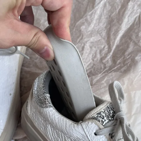 Glitter Star Vintage Dirty Sneakers for Women, 5cm Hidden Height Increase White Shoes