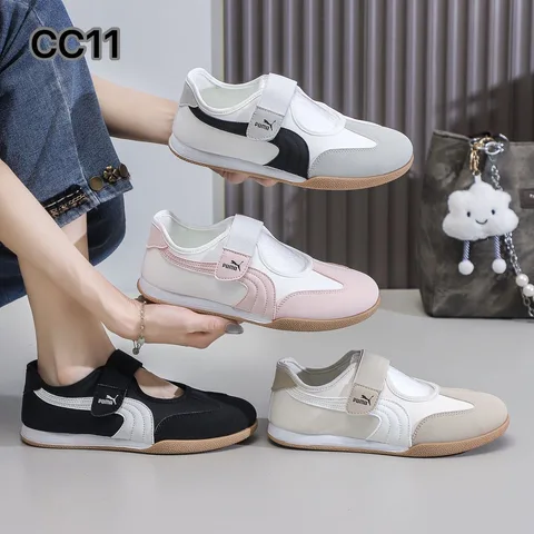 Multi-color Mary Jane Velcro German Trainers for Women, Retro Color Block Flat Shallow Lightweight Casual Shoes
