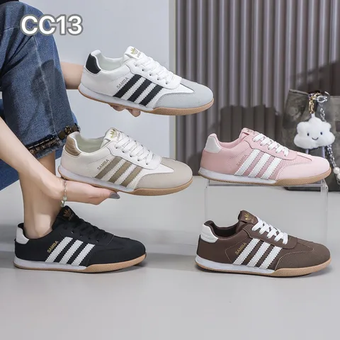 Multi-color Classic 3-Stripes German Trainers for Women, Mesh Color Block Flat Lace-up Retro Sneakers