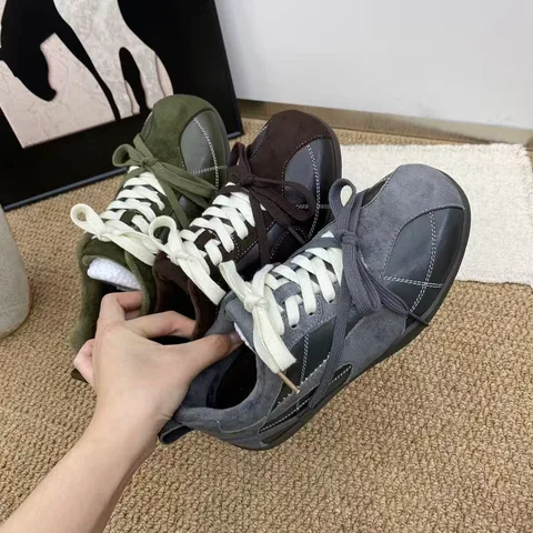 复古德训鞋女冬季加绒保暖 磨砂皮低帮系带蝴蝶结 平底防滑休闲运动鞋