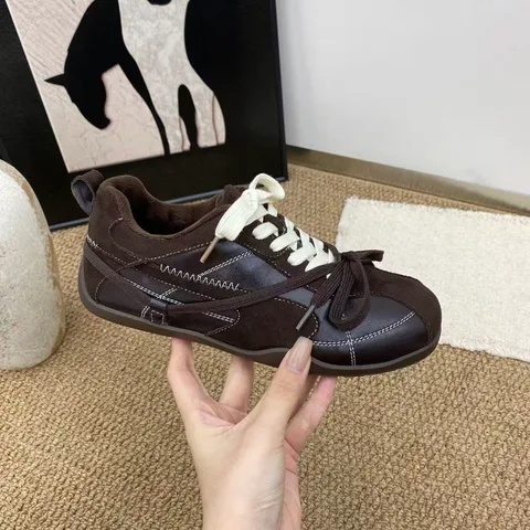 复古德训鞋女冬季加绒保暖 磨砂皮低帮系带蝴蝶结 平底防滑休闲运动鞋